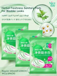 Niceday 9 pièces/3 paquets, Serviettes hygiéniques légères de 245 mm, Serviettes hygiéniques éliminant les odeurs à la Armoise, Serviettes hygiéniques féminines à la Camomille, Protège-slips quotidiens, Mini-serviettes hygiéniques, Réchauffe-utérus, Serviettes hygiéniques pour femmes, Protège-slips ultra-minces pour les règles, grande absorption, sans fuite, respirants et secs, convient aux femmes enceintes et aux personnes âgées
