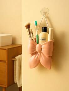 1pc Pink & White Bow Toothbrush Holder, Bathroom Countertop Toothbrush Storage Rack, Cute Bathroom Decor, Best Friend Gift, Women's Gift, Housewarming Gift - Multicolor - View 2