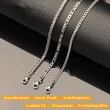 Men's Stainless Steel Silver Chain Necklace Sets ,Non Tarnish Cuban Link Jewelry Gifts - 銀色 - 查看 6