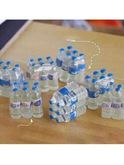 5 piezas/10 piezas/20 piezas Modelo en miniatura de botella de agua mineral de resina 1:12 - Juguetes de regalo en miniatura para casa de muñecas - Accesorios decorativos y adornos (estilo aleatorio)