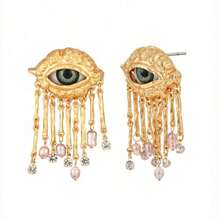 A Fashionable New Retro Evil Eye Tassel Earring, A Light Luxury Creative And Niche Design For Women's Earrings - Vàng - Xem 4