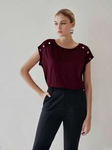 Women Blouses - 紅木色 - 查看 4