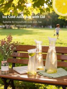 Sticlă de apă cu capac rabatabil, ulcior de suc acrilic transparent, recipient transparent pentru băuturi - potrivit pentru apă, ceai cu gheață, limonadă, suc, băuturi, lapte, ceai rece, recipient pentru suc, sticlă de apă cu gură îngustă transparentă, perfectă pentru picnicuri în aer liber, vacanțe la plajă și întâlniri.