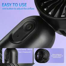 Mini ventilador portátil, ventilador de mano pequeño, ventilador de pestañas, recargable por USB, ventilador de mano de 3 velocidades 500mAh, adecuado para oficina, viajes al aire libre, camping
