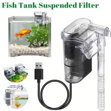 One Mini USB Powered Aquarium Filter Pump With External Waterfall Design - A Compact Aquarium Filter For Both Freshwater And Saltwater Aquariums, Easy To Install, Electricity-Free, Durable And Portable, Suitable For Home, Office Or Outdoor Use. Aquarium Filter Pump, Home Waterfall, Modern Aesthetics, Transparent Design, Aquarium Filtration System - Multicolor - View 4