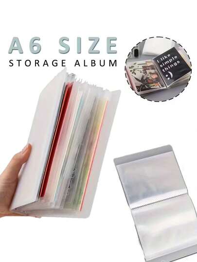 40 PIEZAS Libro de almacenamiento de gran capacidad para pegatinas, Álbum de fotos de pegatinas claras A6, Portafoto de pegatinas, Tarjeta de factura, Nota adhesiva, Coleccionista de álbumes, Bolsa con clip A6 Portafolios para el aula, el hogar, la oficina y los viajes, Vuelta al cole, Útiles escolares, 1 PIEZA