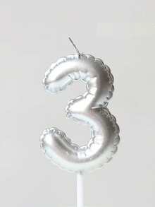 Silver Floral Garland Balloons, Painted Birthday Numbers 0-9, Birthday, Anniversary, 1st Birthday Party Cake Decor Candles