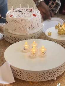 3-Piece Cake Stand Set Round Metal Cake Stands Dessert Display Cupcake Stands, Gold - trắng - Xem 8