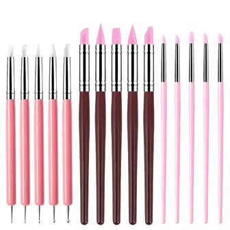Pack Of 15, Stick Silicone Pen Set, Decorative Pen, Dual-Ended Manicure Tool For Detailing And Painting, Fine Design Nail Art Kit