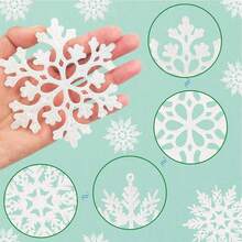 36 件圣诞白色雪花饰品塑料闪光雪花饰品适用于冬季圣诞树装饰尺寸各异的工艺雪花，圣诞节