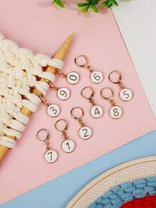 10 piezas de marcadores de punto de ganchillo con esmalte numerado, ganchos de ganchillo de aleación del 0 al 9 con anillos de hierro con cierre, para accesorios de tejido, ganchillo y costura - Rosa 10 piezas/juego - Ver 5