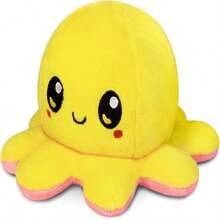 TeeTurtle - The Original Reversible Octopus Plushie - Yellow Happy + Pink Worried - Cute Sensory Fidget Stuffed Animals That Show Your Mood - MàuV - Xem 2