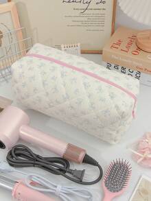 1pc Large Capacity Bow Hair Dryer Storage Bag With Multi-Pocket Cute Hair Tool Storage Bag Travel Carrying Organizer Bag Quilted Hair Dryer Storage Case Crimping Hair Tools Storage Bag Hair Straightener Storage Bag Flat Curl Iron Travel Organizer - Multicolor - View 12