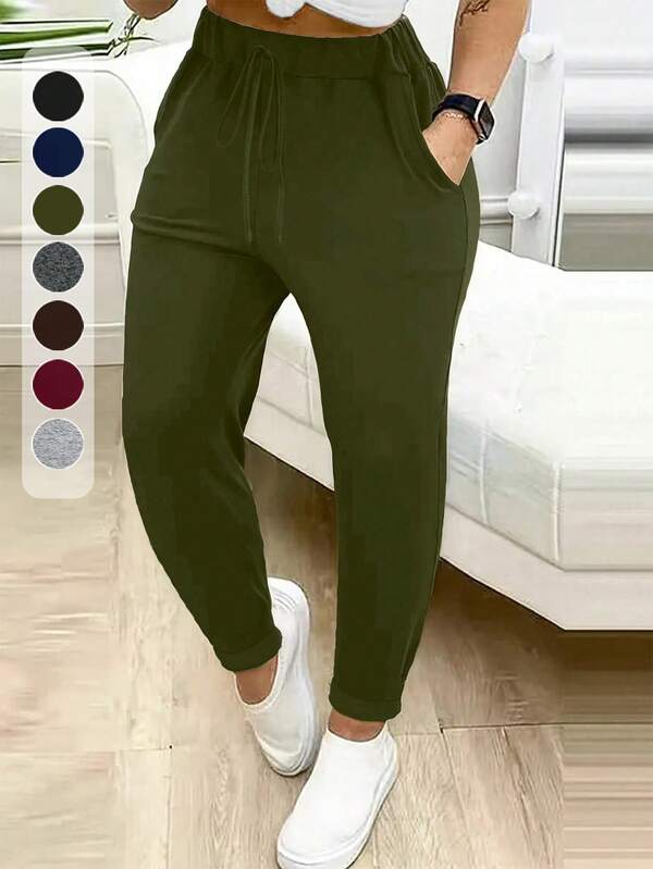 Women Plus Size Leggings Sports Pants Black Soft Comfortable Elastic Casual Pants For Spring/Summer/Autumn Commute Slim Fit With Pockets Fashionable Activewear