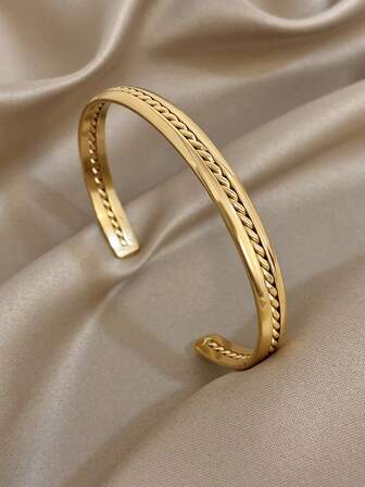 1 件 18K 镀金复古链式手链金色手镯男女几何手镯可堆叠不锈钢手链适合万圣节圣诞派对珠宝礼物