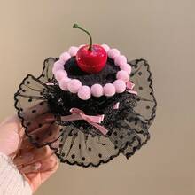 Cake Hair Clip Birthday Atmosphere Headband Fashion Party Hairpin Hair Accessory, Lolita Cherry Hair Accessory Bowknot With Cherry Elements Full Of Sweet Girly Feel - 黑森林蛋糕髮夾 - 查看 9