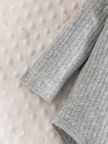 3pcs/Set Infant Baby Casual Cute Bow Ribbed Long Sleeve Bodysuit