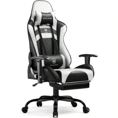 ゲーミングチェア デスクチェア オフィスチェア PUレザー サッカー柄 あぐら 椅子 ゲーム用チェア 165°リクライニング ハイバック 「VISSEL X 」コラボ テレワーク椅子 PCチェア フットレスト 3Dアームレスト 非再生ウレタン 四季適用 在宅ワーク 通気性 GT611 - BLACK