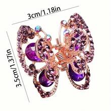 1 Piece Elegant Butterfly Rhinestone Hair Clip - Shiny Colorful Crystal, Rectangular Design With Firm Clip, Suitable For Women's Updos, Parties, Weddings, Proms, Bridal Hair Accessories, Vibrant Hair Ornaments - 香檳色 - 查看 4