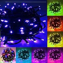 luces navideñas luz impermeable 100 led tira de luz para navidad y halloween luces de un color y luces multicolores Adecuadas para Patio, Postes, Porches, Árboles, Barandillas, Patios y Decoraciones Navideñas, - Azul - Ver 4