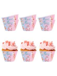 6 Stück Geschlechts-Enthüllungs-Cupcake-Förmchen mit kleinen Bären, Geschlechts-Enthüllungs-Cupcake-Dekorationen, Baby-Dusch-Party-Dekoration, Geschlechts-Enthüllungs-Party-Zubehör, 1. Geburtstags-Party-Dekorations-Zubehör, Baby-Party-Gastgeschenke, Erste-Geburtstags-Party-Dekoration, Dessert-Tisch-Dekoration