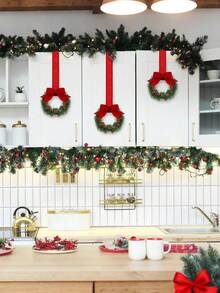 1/12 pièces Couronne de cuisine suspendue mini couronne avec nœuds de ruban et baies pour décoration murale, porte d'entrée, fête. Convient pour les décorations de fête ou de vacances - Multicolore - Voir 5