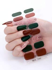 16 miếng dán móng tay gel bán cứng Giáng sinh, Miếng dán móng tay nghệ thuật bằng gel UV lấp lánh hình cây thông Noel màu đỏ và xanh lá cây, Chất lượng salon, Dễ dàng dán và tháo, Thích hợp cho phụ nữ làm đồ dùng nghệ thuật móng tay tự làm cho Giáng sinh - Đỏ - Xem 9