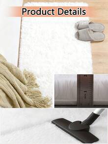 1 tấm thảm lông mịn, thảm chống trượt cho nhà ở, phòng khách, phòng ngủ - trắng - Xem 4