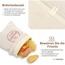 Brotbeutel Leinen Brotkorb stoff Brötchenkorb Leinenbeutel Bienenwachs-Brotbeutel 40x30cm Brotkasten zur Brotaufbewahrung Idealer Brotsack, Brötchenbeutel, Brot Backen Zubehör Brottasche Waschbarer Wiederverwendbarer Frischhalten Brotsackerl Einzugsgeschenk - Weiss - Übersicht 8