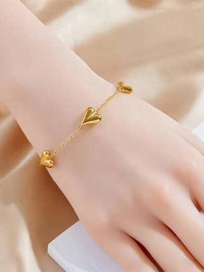 سوار من الفولاذ المقاوم للصدأ بشكل قلب، أنيق وعملي، تصميم أنيق للمجوهرات النسائية