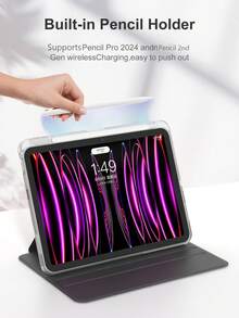 Acrylic Transparent Crystal Protective Case, Compatible With Sleep/Wake Function IPad, Compatible With IPad And Tablet PCs, 360-Degree Rotating Protective Case, Compatible With IPad Mini 4/5/6 (9.7 Inch) And IPad (10.2 Inch), IPad Air 4/5/6 (10.9 Inch), Suitable For 10th Generation IPad, Soft TPU Material Frame, Compatible With 10th Generation IPad, IPad Pro (11 Inch), IPad Air (11 Inch, M2), IPad Air (13 Inch) And IPad Pro (11 Inch, M4) - Black - Black - View 9
