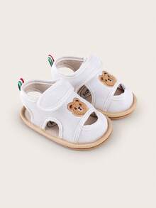 Infant Sandals, 3-6-9 Months Breathable Mesh Slippers, 1 Year Old Anti-Collision Anti-Slip Cartoon Walking Shoes - White - View 2