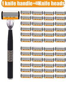 Men's Manual Safety Shaver, With 6 Layers Of Sharp Razor Blades For Smooth Shaving, An Ergonomic Manual Designed Shaving Tool That Provides An Instant Shaving Experience, Making You Feel Refreshed. It Is A Men's Shaving Tool That Is Easy To Clean, Easy To Install, Affordable And Durable.