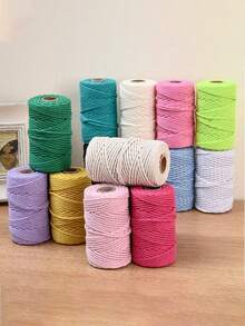 流苏绳，优质流苏绳，粗天然线，多股合成编织绳，用于壁挂装饰，植物吊架，工艺品，包袋，DIY，家居装饰，礼品包装，彩色扭纹编织绳，空心线工艺装饰，腰带配件，涤纶流苏绳，钩编用黑纱，针织用钩针线 - 彩色 - 查看 9