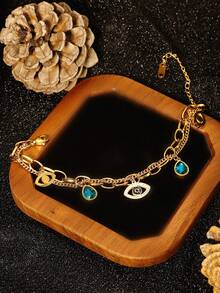 优雅的恶魔之眼钛钢手链，防过敏，不褪色，18K镀金，多功能复古珠宝，送给朋友的珍贵礼物 - 多款式 - 查看 9