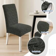 YSTYLE Chair Covers With Backrest 2/4/6 Pieces, Stretch Chair Covers, Living Room Kitchen Chair Covers, Universal Cat Scratch-Resistant Chair Cover, Modern Stain-Resistant Chair Cover - Hijau Tentara - View 3