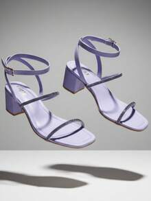 SANDÁLIA GLITTER SALTO BLOCO - Preto - Visão 1