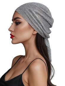 Women's Fishnet Full Rhinestone Decor Gold Headscarf Caps, Personalized Hair Accessories, Suitable For Ladies' Daily Wear, Dance, Wedding, Party, Events Valentine's Day Valentines