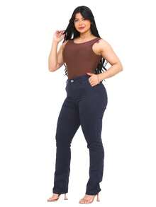 Malloy Women's Straight Twill Satin Social Tailored Trousers - Navy Blue - View 4