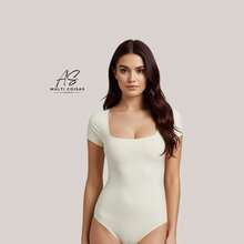 KIT WITH 2 SHORT SLEEVE BODYSUITS WITH ZIP AND DOUBLE LINING IN SUPLEX FABRIC - OFF/BROWN - View 2