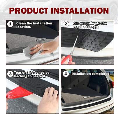 Anti-Scratch Rear Bumper Protector Guard With SAdhesive Backing,Cuttable &Amp; Non-Slip Bumper Sill Guard Door Sill Protector,Universal Automotive Ext