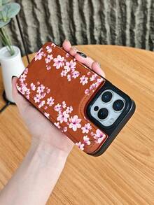 GALLAPLE Wallet - Style Mobile Phone Case Floral Pattern Phone Case With Pink Magnolia Design Slim Protective Cover, Fashion Accessory For Women, Phone Case Comes With A Magnetic Slot Holder, Making It More Convenient To Store ID Cards For IPhone 17Promax 17Air 17Pro 17 16Promax 16 15 14 13 12 Plus Pro S25Ultra 25 24 23 22 Plus Case - 黑色 - 查看 9