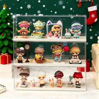 1pc Acrylic Stackable Display Case, Dust-Proof Christmas Collectibles Display And Storage Box, Suitable For Christmas Blind Box, Figurines, Toys And Souvenirs Display, Transparent Stackable Design For Various Christmas Collections