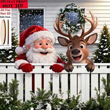 Christmas Fence Peeker Decorations Funny Peeking Reindeer Santa Yard Sign Cute Outdoor Xmas 2D Fence Art Ornament For Holiday Winter Lawn Decor Christmas Decorations Home Christmas Gifts Christmas Decor