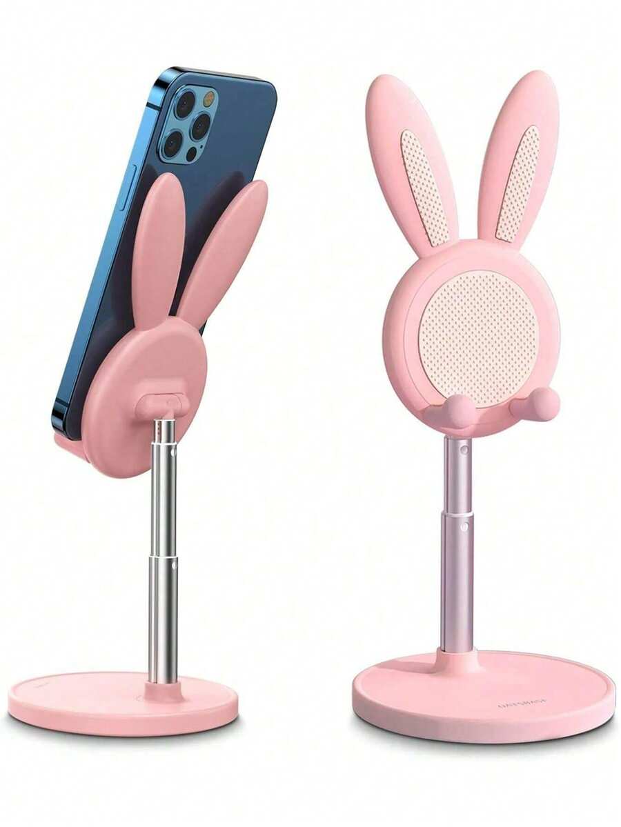 1Pc Cute And Cute Rabbit Shaped Extendable Phone Holder, A Must-Have For Teenage Fans! Household Items - Pink - View 1