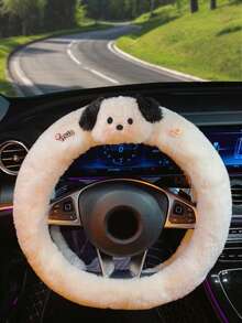 Sanrio 1pc Sanrio Car Steering Wheel Cover, Warm Plush Cartoon Trending Anti-Slip Steering Wheel Protector, Winter