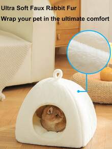 1 件套猫床小猫床，可洗猫床，适合室内猫，超柔软毛绒人造毛皮宠物床，适合小狗和小猫，带防滑底部