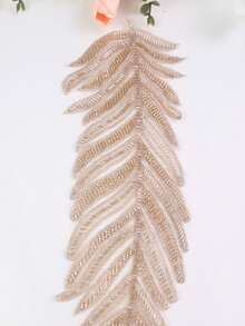 1pc/Pack, 4 Color Options, New Leaf Shaped Mesh Lace Embroidered Beaded Applique Patch, Handmade, Suitable For Apparel Accessories, DIY Wedding Dress Decor, Length: 40cm/15.7in