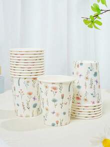 10/20/50 unidades, copo de papel de 9 onças, design floral natural, copo de banho consumível, copo para enxaguante bucal, copo de papel para amostra, copo consumível para beber, festa, casa e escritório, copo de recepção, amigo, copo de café expresso para o consumidor, água, suco, doces e salgadinhos, presente de ano novo, adequado para diferentes ocasiões
