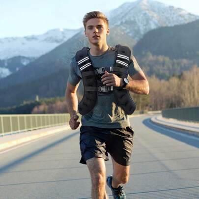 Weighted Vest, 30 Lbs Weight Vest With Reflective Stripe, Adjustable Buckle Body Weight Vest For Men Women, Workout Equipment For Strength Training, Running, Jogging, Fitness, And Weight Loss